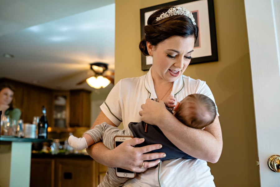 A bride to be holding her baby niece.
